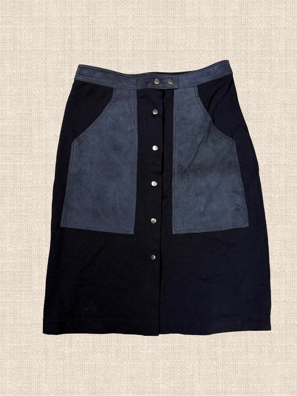Theory "Slyn" Button-Front A-Line Midi Skirt in Navy